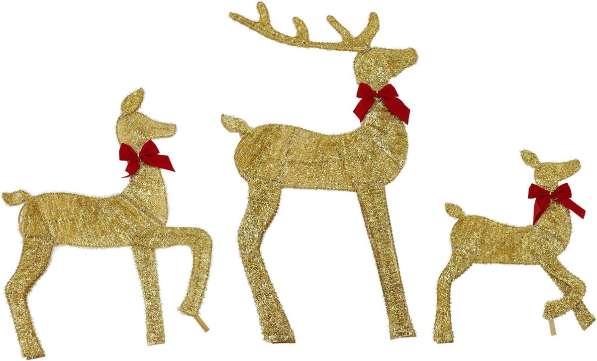 Xiuganpo LED Lighted Christmas Reindeer Family Set 3 Piece Outdoor Yard Deer Decoration Lighted Holiday Deer