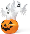 Glitzhome 6ft Halloween Inflatable Decoration 3 Ghosts in Jack-O-Lantern Pumpkin with Scream Inflatable Decor
