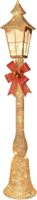 Holilite 61.5 Inch Plug-in Christmas Lamp Post, 60 LEDs, Red Bow / Plug-in 61.5 inch Christmas lamp post, 60