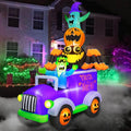 BLOWOUT FUN 8FT Halloween Inflatable Horror Frankenstein Driving Car / with Spider,Pumpkin and Ghost,Build ...