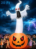 Super Giant 20 FT Halloween Inflatables Pumpkin Ghost Outdoor Decorations / Built in 9 LED Lights,Blow Up