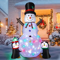 8FT Christmas Inflatable Snowman Outdoor Decorations, Christmas Blow up Snowman with Two Penguins Decoration,