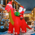 COMIN 8.5FT Christmas Inflatable Outdoor Decorations Santa Riding Dinosaur / Built-in LED lights, blow-up
