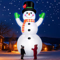 10FT Christmas Inflatables Snowman Wear Magic Hat, Blow Up Outdoor Decorations, Giant Snow Man Built-in