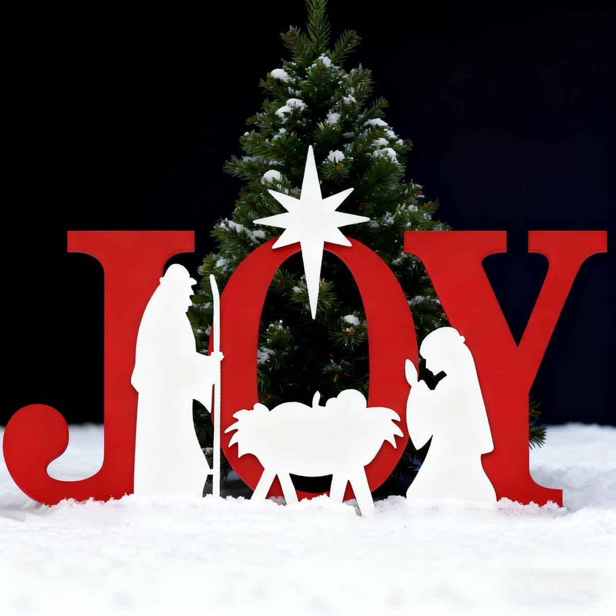 Outdoor Nativity Set – 48 inches Joy Christmas Yard Sign, Waterproof & Durable PVC Nativity Scene for Yard