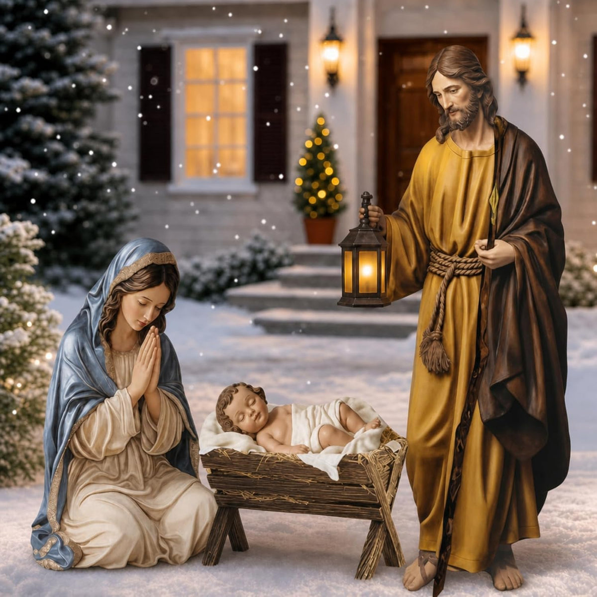 MorningRo 3 Pcs 45.7''H Metal Christmas Outdoor Nativity Scene Set(Vintage) / Large Holy Family Outdoor