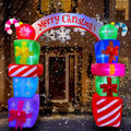 SEASONBLOW 8 FT Christmas Inflatable Gift Boxes Arch Archway with Candy Merry Christmas Decoration Blow Up