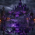 Domvaranique 6.8 FT Giant Halloween Spider, 128 Purple LEDs, Outdoor Decor / Steady-Glow Body and Eyes,