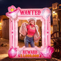 Soulchen 6x5 Ft Pink Western Inflatable Decoration with LED Lights / Cowgirl Party Decor, Wanted Poster