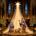 Novabright 6 Pcs Christmas Outdoor Nativity Scene Set with Star Veil Lights / Holy Family Display, Jesus