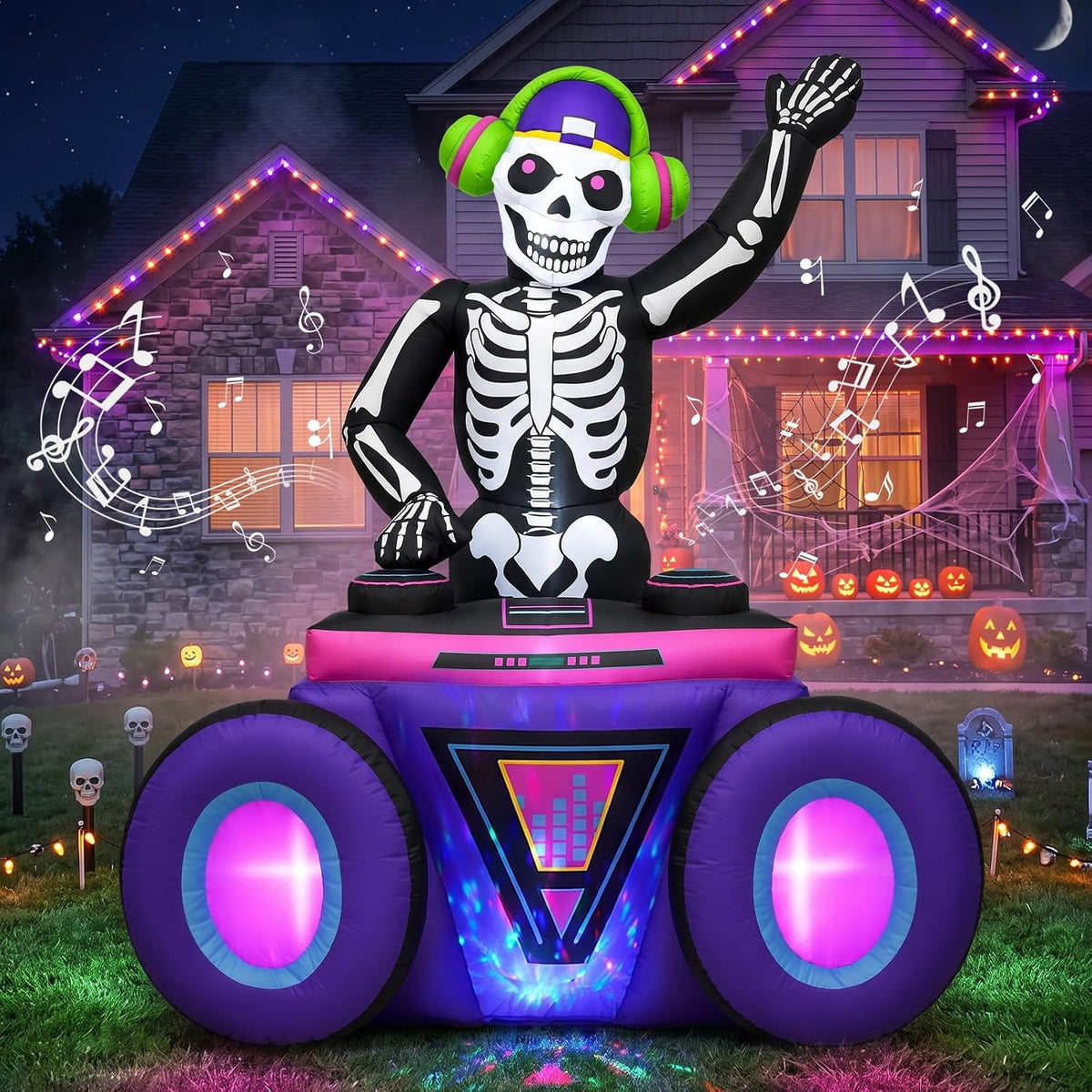 OurWarm 6FT Halloween Inflatables Skeleton DJ with Music Outdoor Decoration / Skeleton Inflatable Halloween