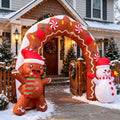 10.5FT Christmas Inflatable Archway, Blow Up Arch with Waving Cute Gingerbread Man with Santa Hat & Scarf and